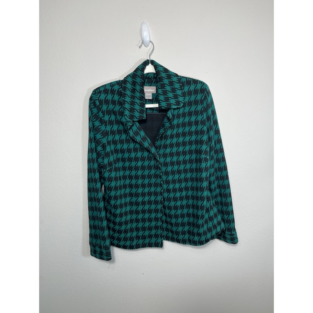 TanJay Women's Jacket Top Green Black Long Sleeve Blazer size 12